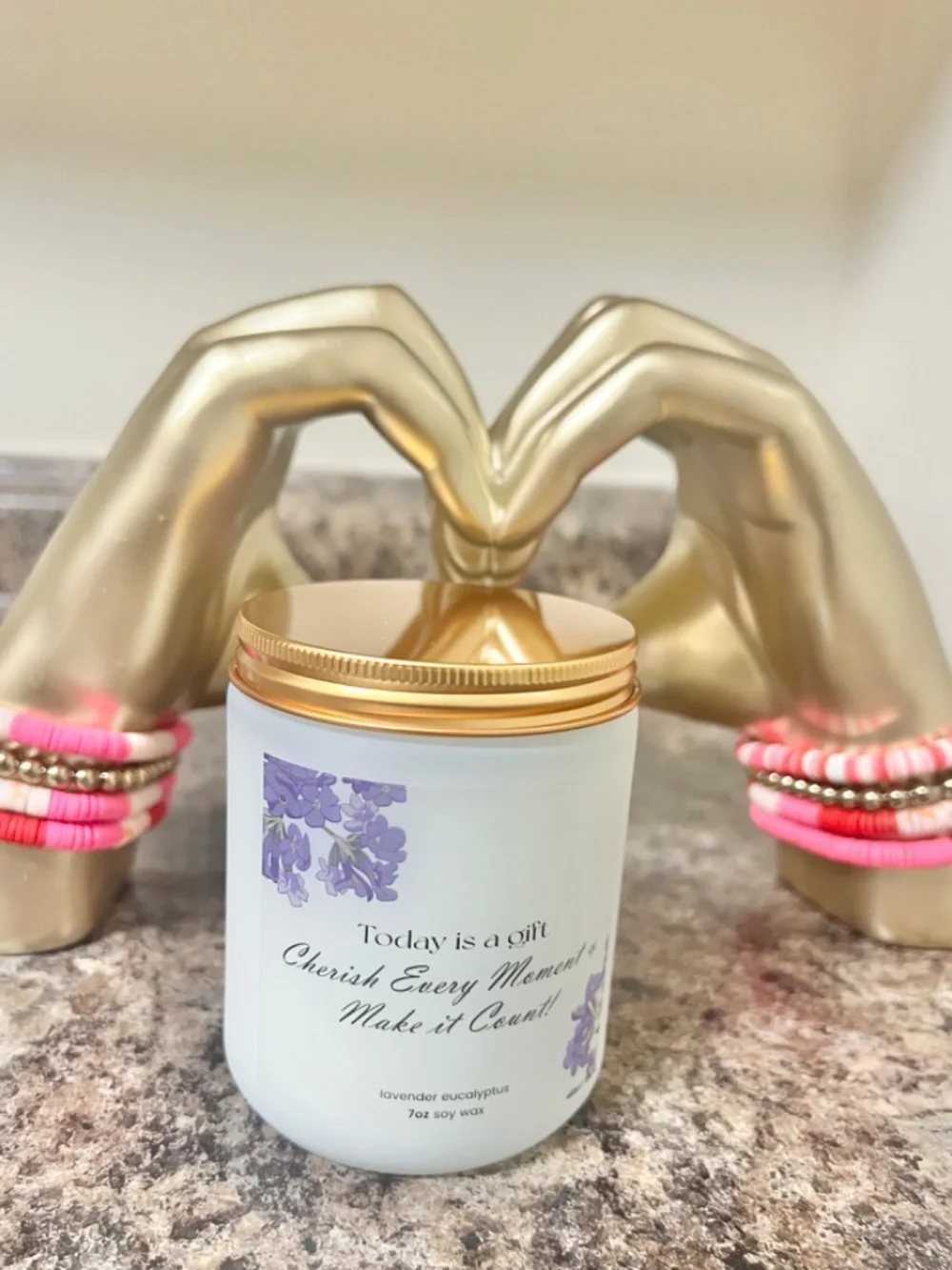 Inspirational Lavender Eucalyptus Soy Wax Candle 7 Oz.